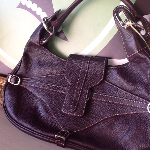 🆑Raisin colored Italian Leather Purse - Picture 2 of 10